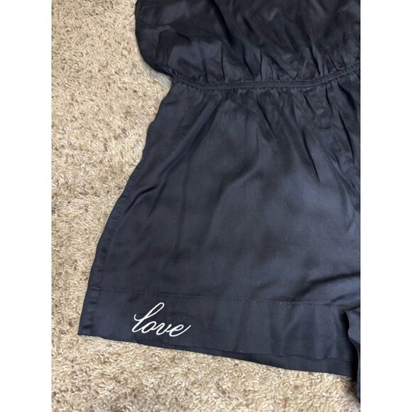 VICTORIA’S SECRET Black Romper Lingerie Sleepwear Embroidered Back Tie MEDIUM - Picture 6 of 12